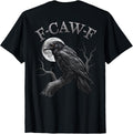 (ON Back) F-Caw-F Black Crow Vintage Halloween Dark Humor T-Shirt